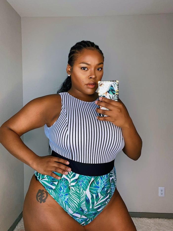 Striped Plants One Piece Swimsuit, $99 (SALE!)